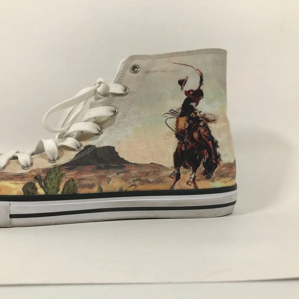 Rodeo Cowboy Scenic Canvas High Top Lace-Up Shoes M/W US 10 UK 8/8 EU 42/41